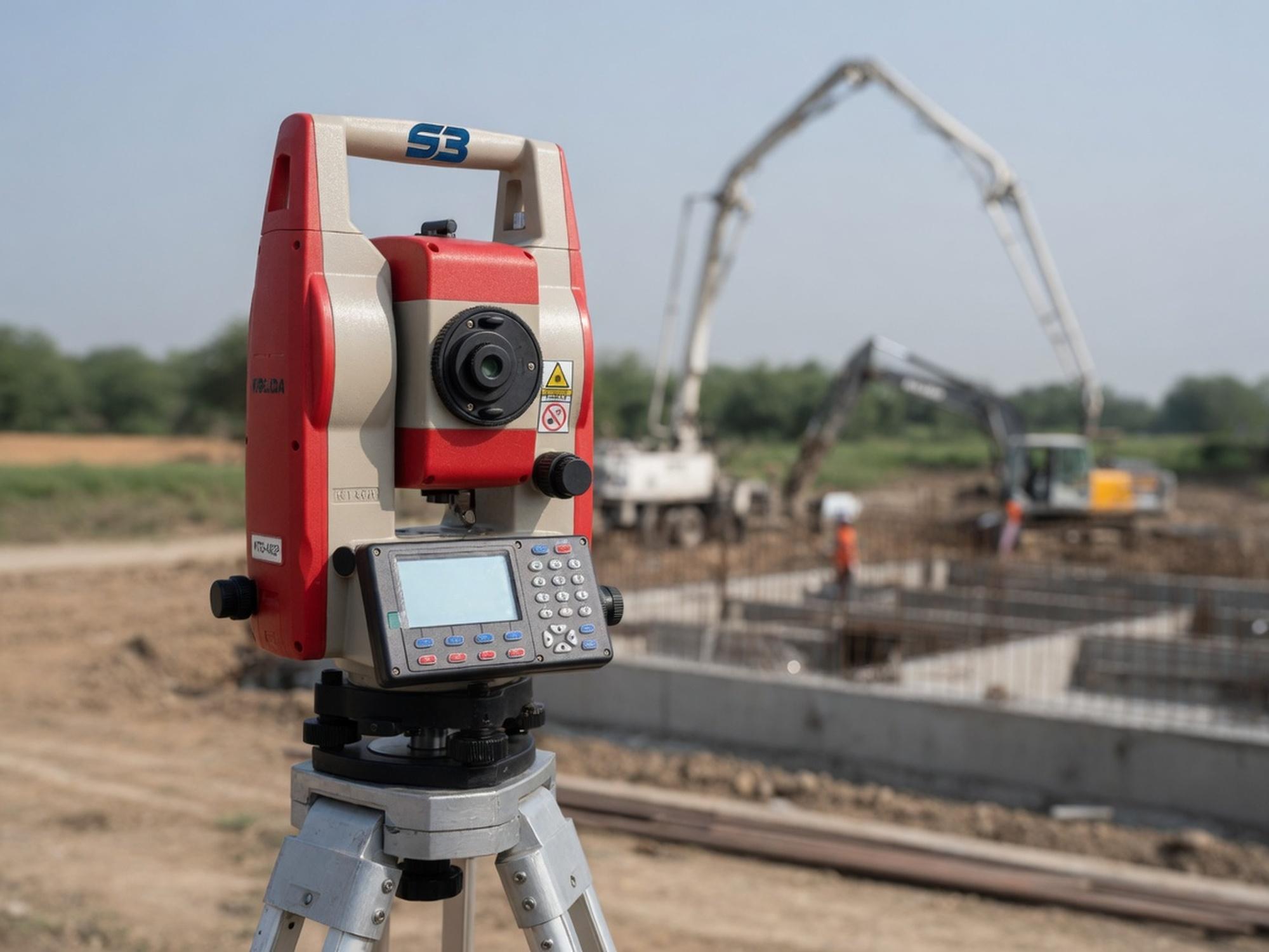 Kolida KTS-442P total station set up on an active construction site